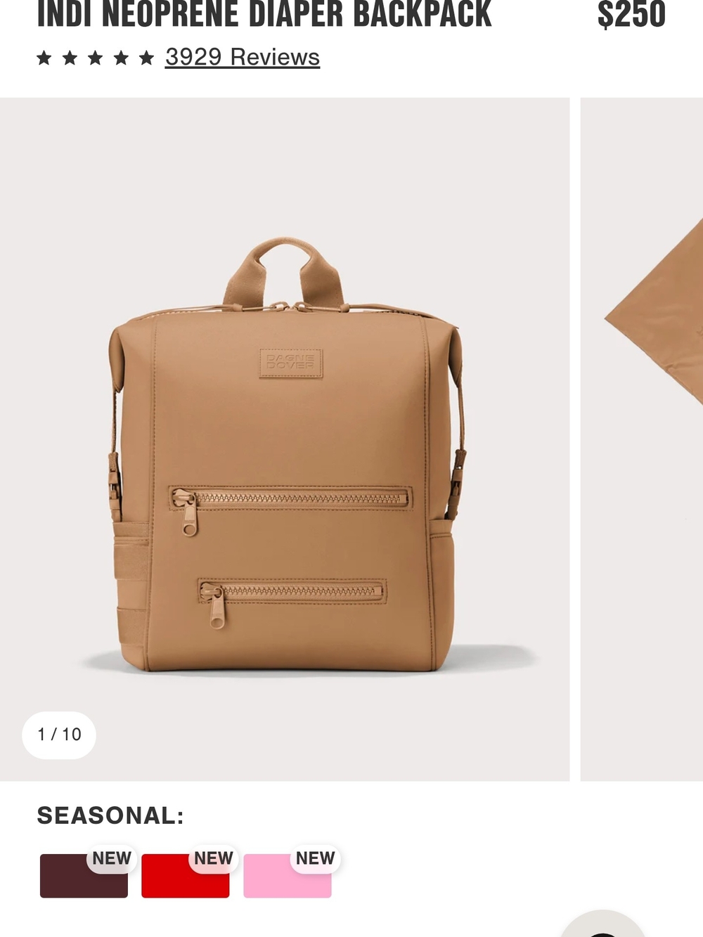 Indi Neoprene Diaper Backpack - Tan
